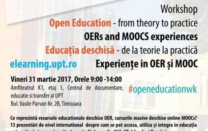 Workshop Educația deschisă – de la teorie la practică: experiențe în OER și MOOC