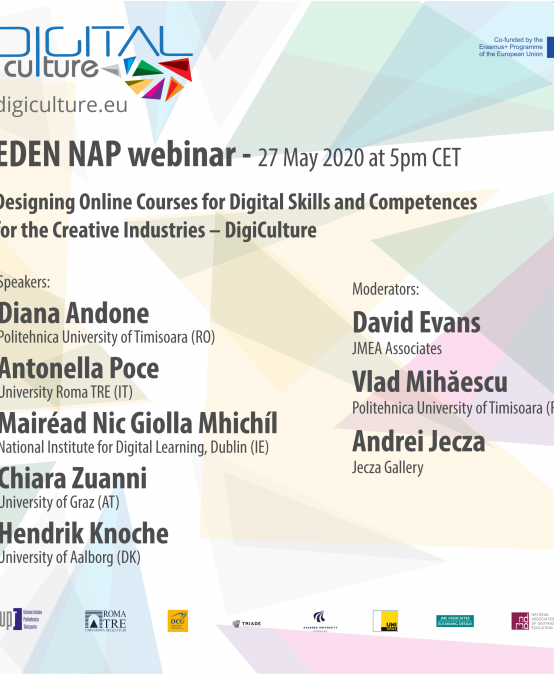 Webinar EDEN NAP: Proiectarea cursurilor online pentru competențe digitale și competențe pentru industriile creative – DigiCulture