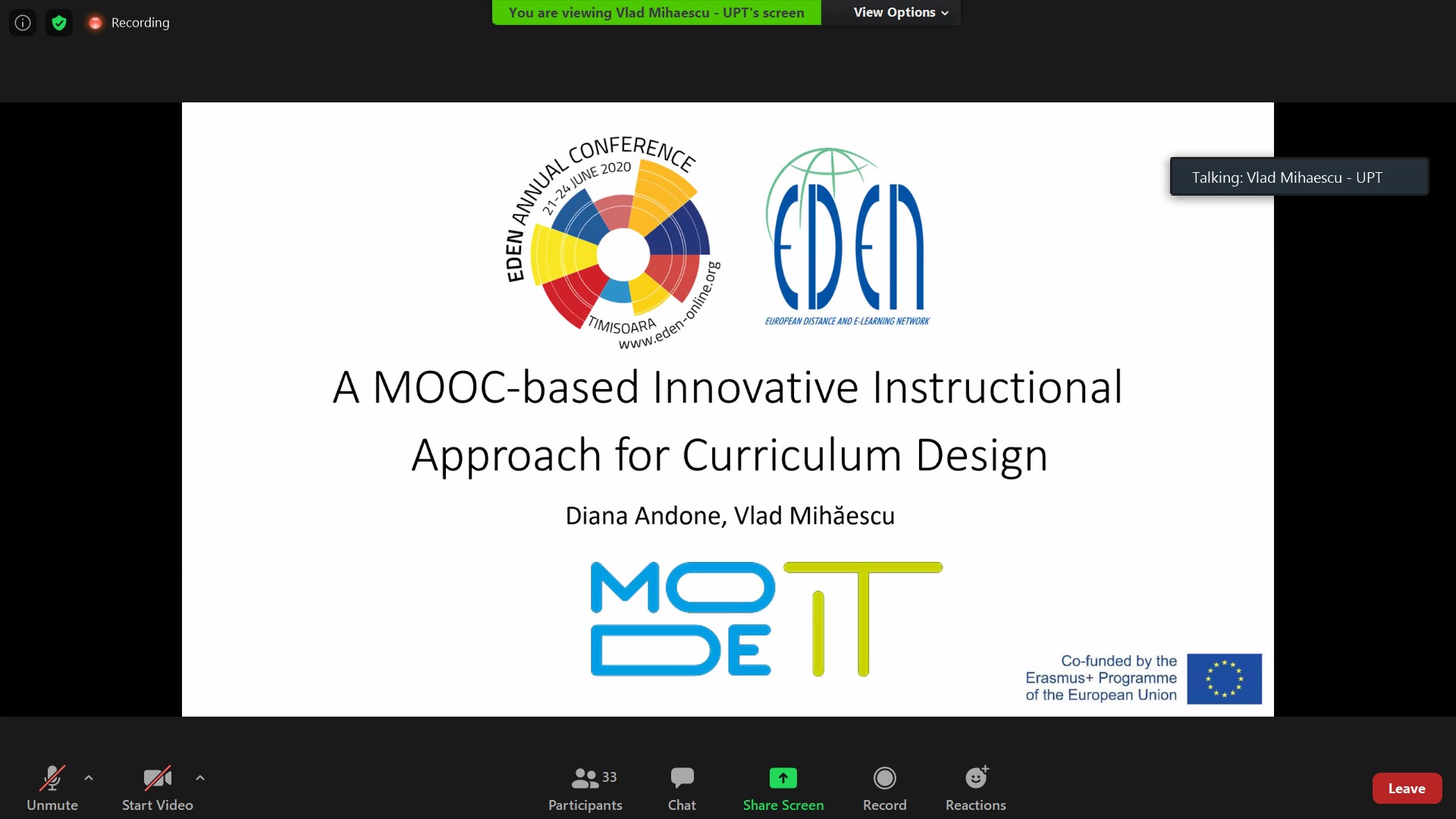 MODE IT project - presented at the annual # EDEN2020 Conference