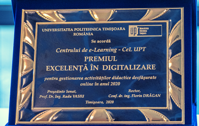 Award for excellence in digitization, given to the UPT e-Learning Center