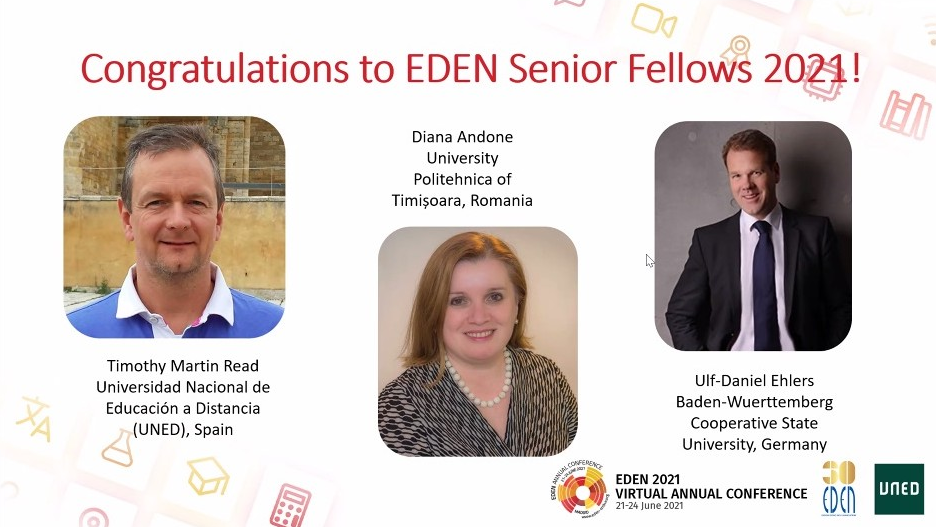 Dr. Diana Andone, directorul CeL a primit distincția EDEN Senior Fellow Award
