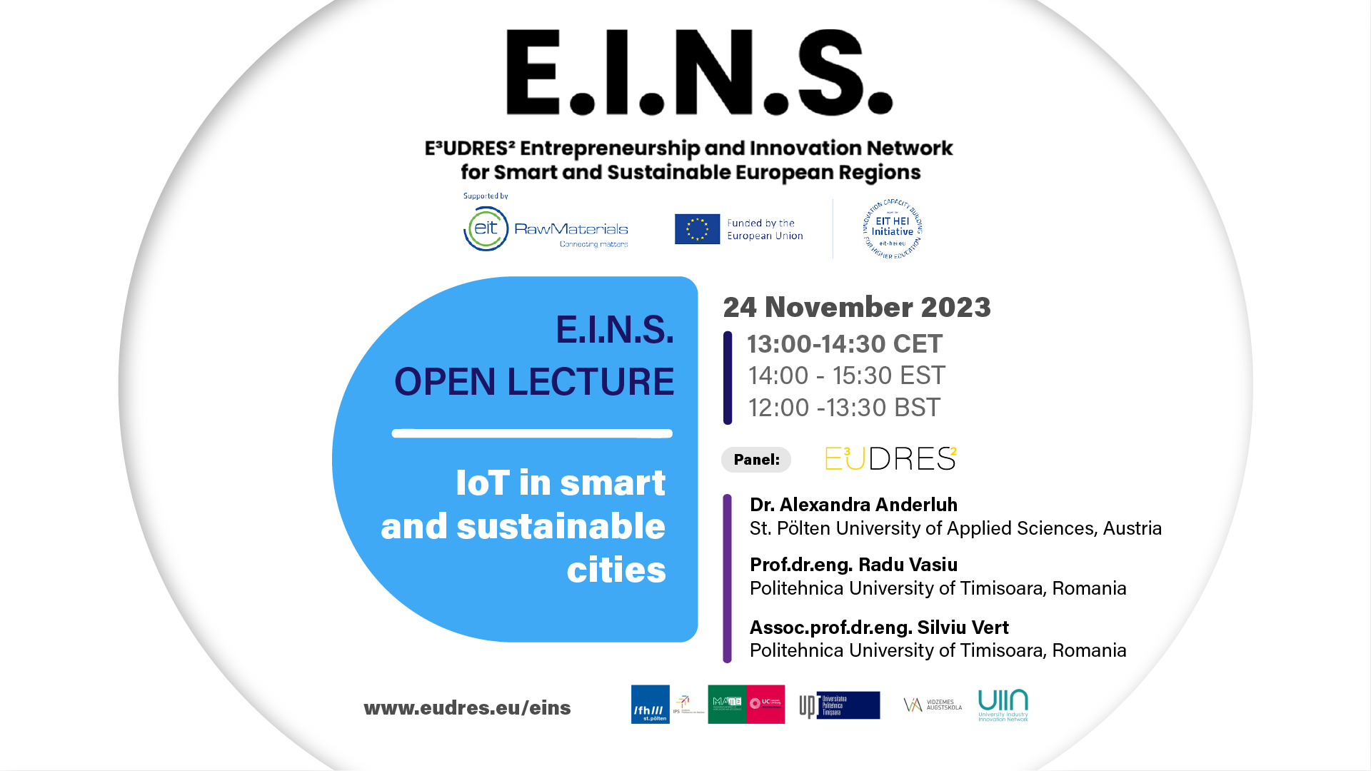 EINS OPEN LECTURE 7 – Internet of Things (IoT) in smart and sustainable cities