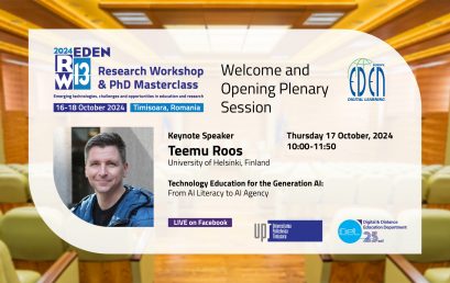 EDEN RW2024: Watch the Opening Plenary Session. Keynote: Teemu Roos