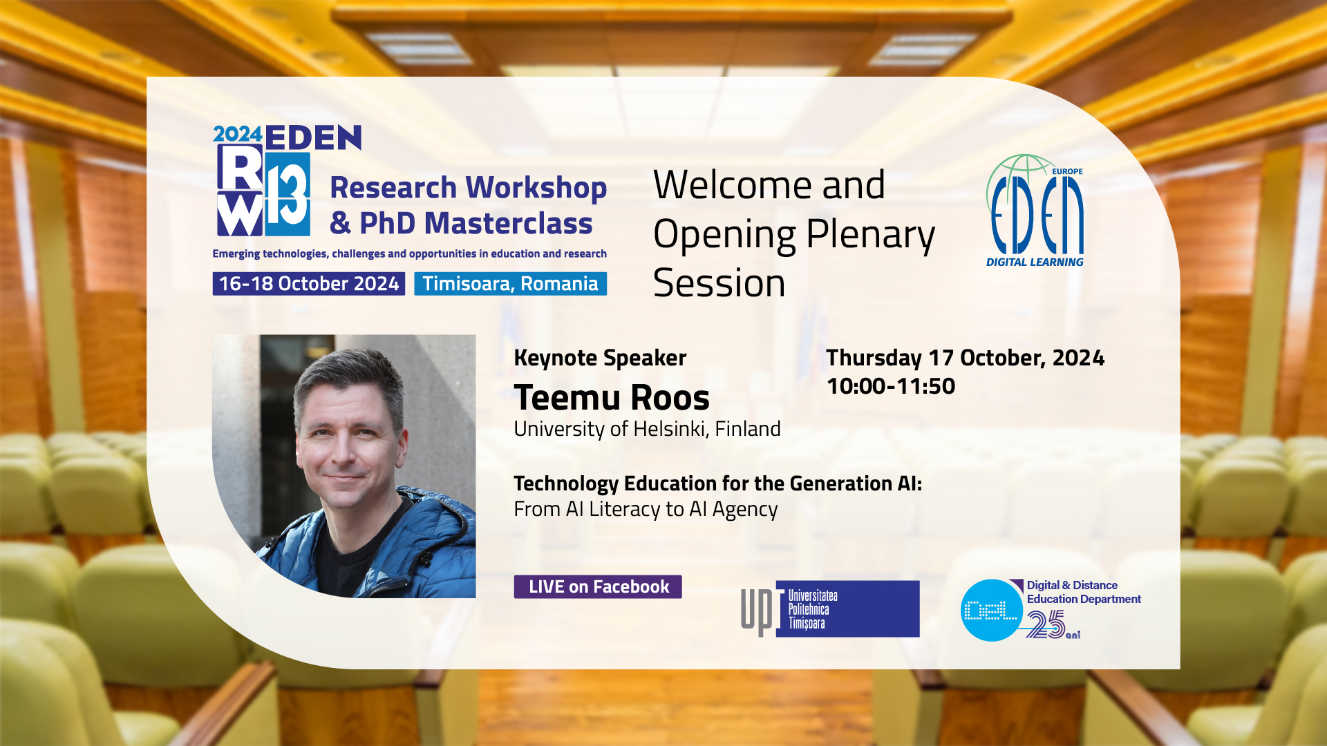 EDEN RW2024: Watch the Opening Plenary Session. Keynote: Teemu Roos