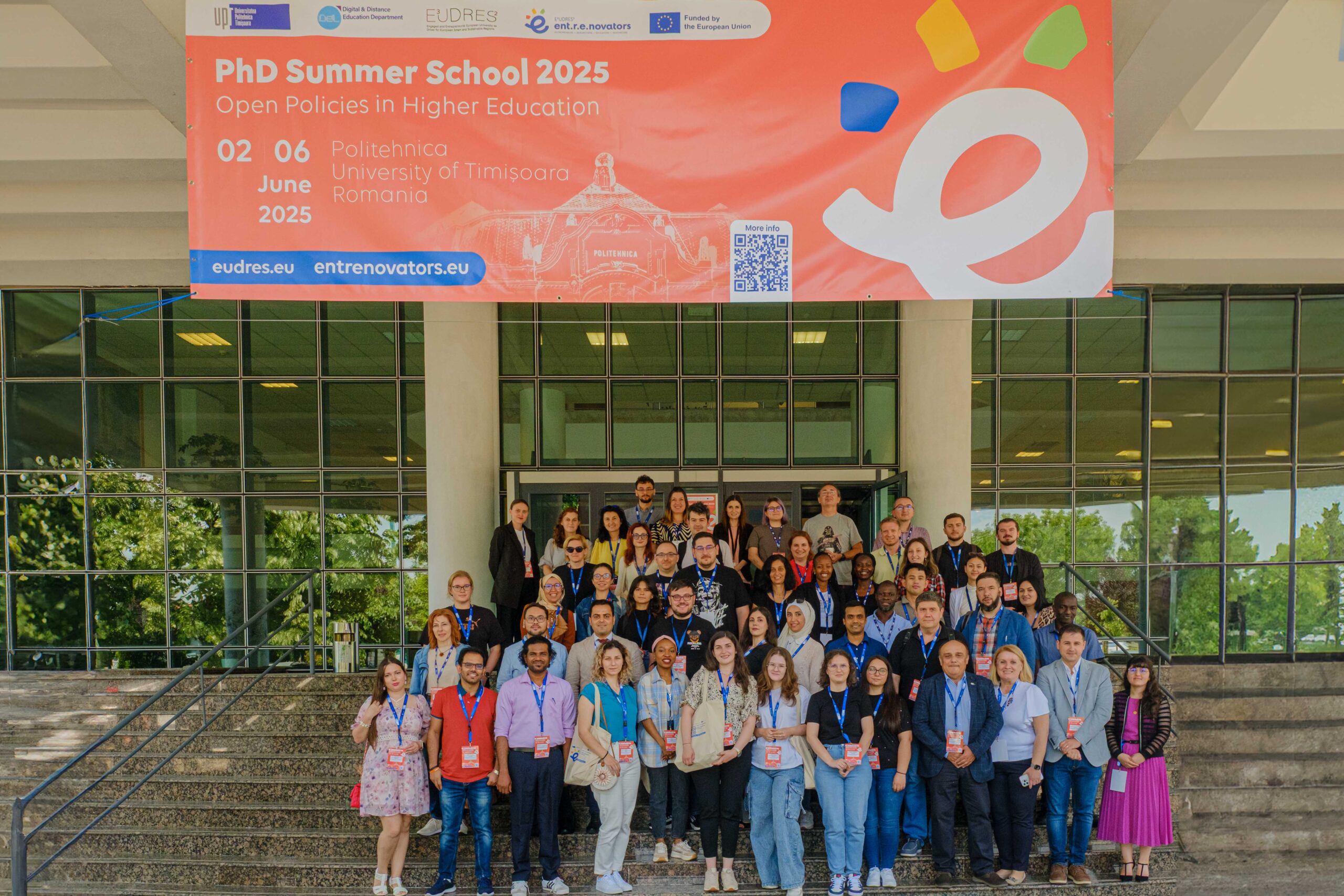 E³UDRES² – Ent-re-novators PhD Summer School 2025 – Open Practices in Higher Education, hundreds of international students, dozens of international experts connecting for 5 days in Timișoara E³UDRES² – Ent-re-novators PhD Summer School 2025 – Open Practices in Higher Education, hundreds of international students, dozens of international experts connecting for 5 days in Timișoara
