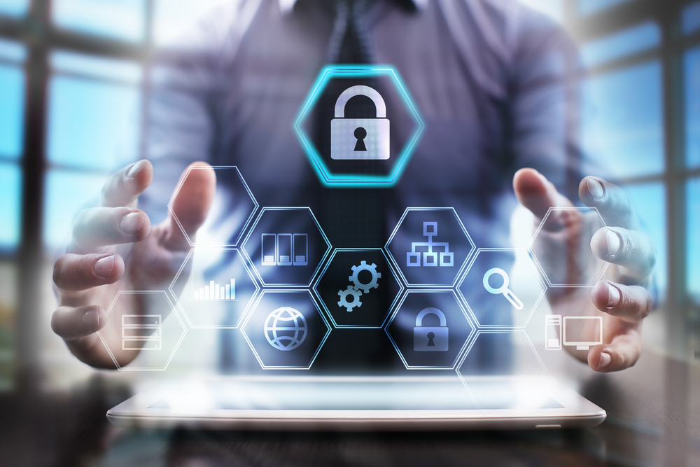 Business,Man,Using,Modern,Tablet,Computer.,Cyber,Security,Concept.,Business