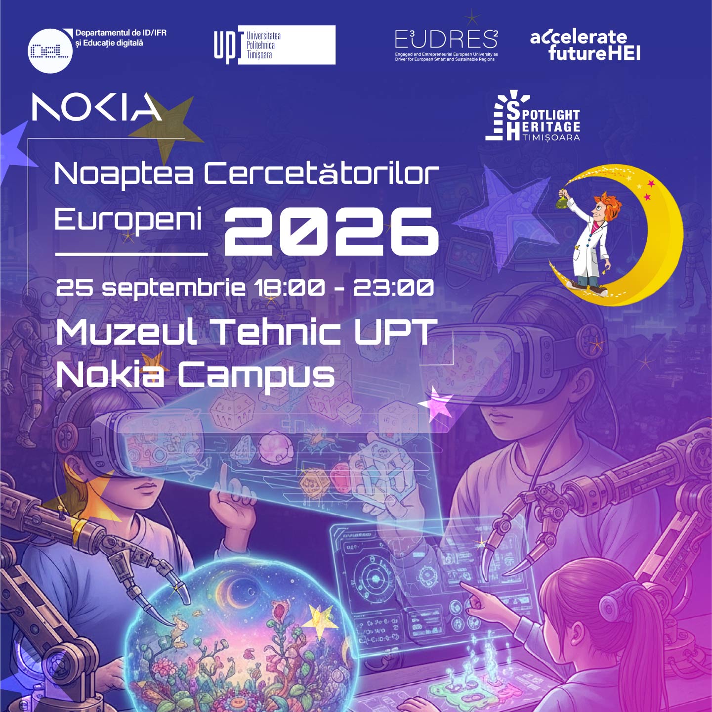UPT at the European Researchers' Night: Nighttime explorations, digital education, experiments and interactive tours at the UPT Technical Museum. Admission is free